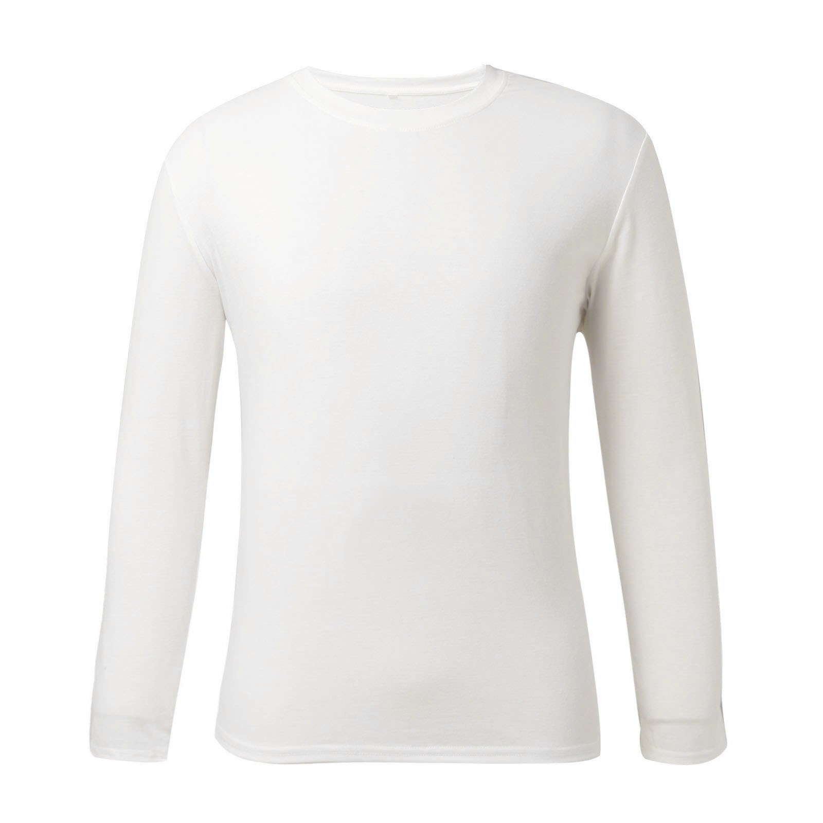 thumbnail image 4 of Camiseta de manga larga de color liso para hombre: cuello redondo holgado, para todas las estaciones, material de poliéster, tallas S-XXXL., 4 of 5